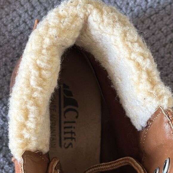 Cliffs Brown Faux Fur Linedโ Lace-Up Ankle Boots Size 6 Buckle Lug Sole Cozy - Picture 10 of 11